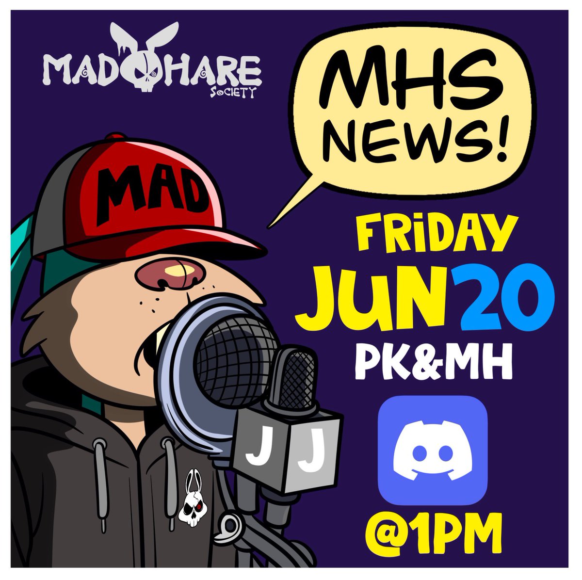 Mad Hare Society (@madharesociety) on Twitter photo MAD HARE SOCIETY NEWS  π₯π¨
ποΈ Friday, June 20th
π 1PM EST
π PK & MH Discord
Big updates. Bigger energy. You do not want to miss this.
Come for the alpha. Stay for the madness. ππ₯ <a href="/MadHareSociety/">Mad Hare Society</a> <a href="/ElRealGenius/">GENIUS</a> MAD HARE SOCIETY NEWS  π₯π¨
ποΈ Friday, June 20th
π 1PM EST
π PK & MH Discord
Big updates. Bigger energy. You do not want to miss this.
Come for the alpha. Stay for the madness. ππ₯ <a href="/MadHareSociety/">Mad Hare Society</a> <a href="/ElRealGenius/">GENIUS</a>