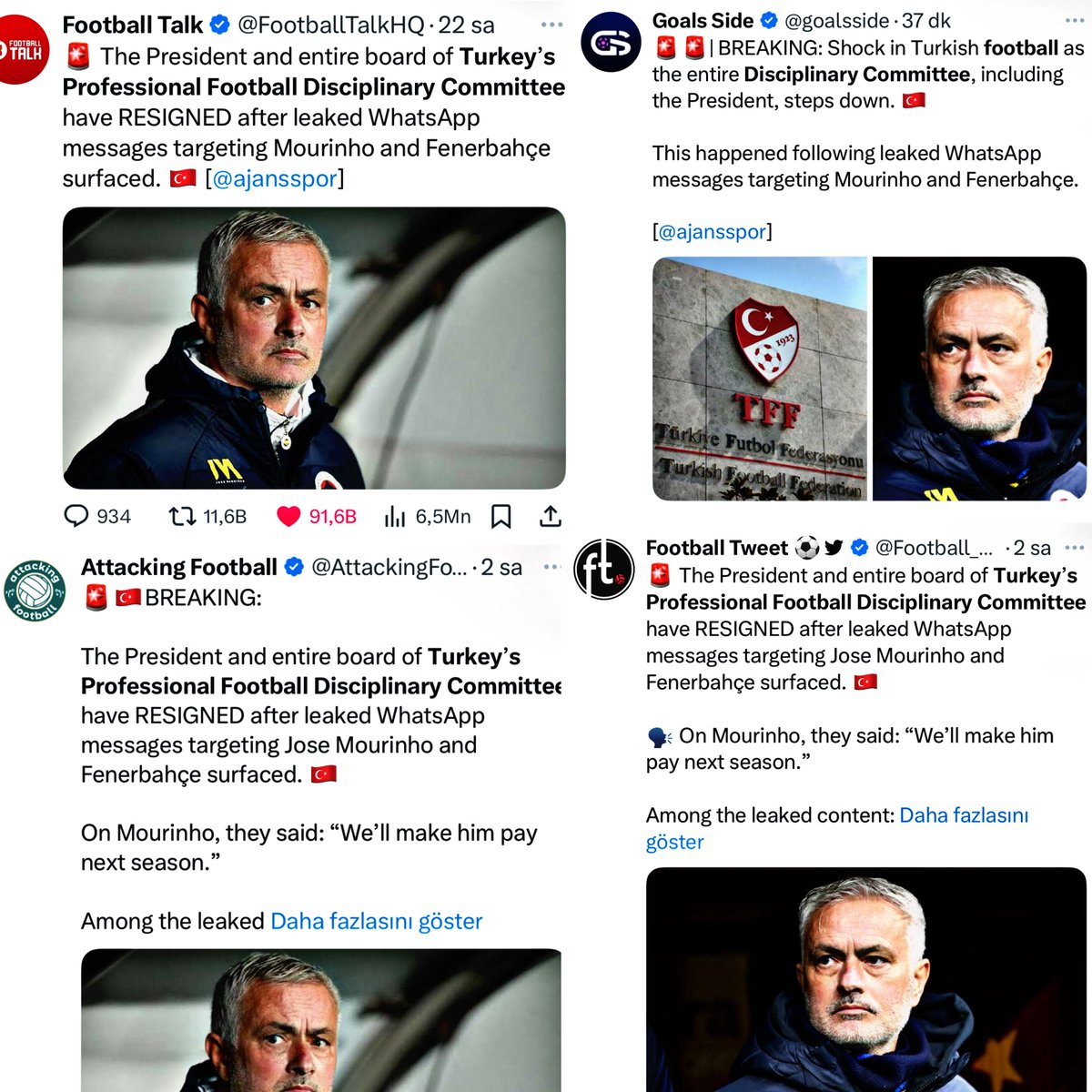 PFDK başkanı'nın Fenerbahçe ve Jose Mourinho hakkında söyledikleri Dünya basınında geniş yer tuttu.