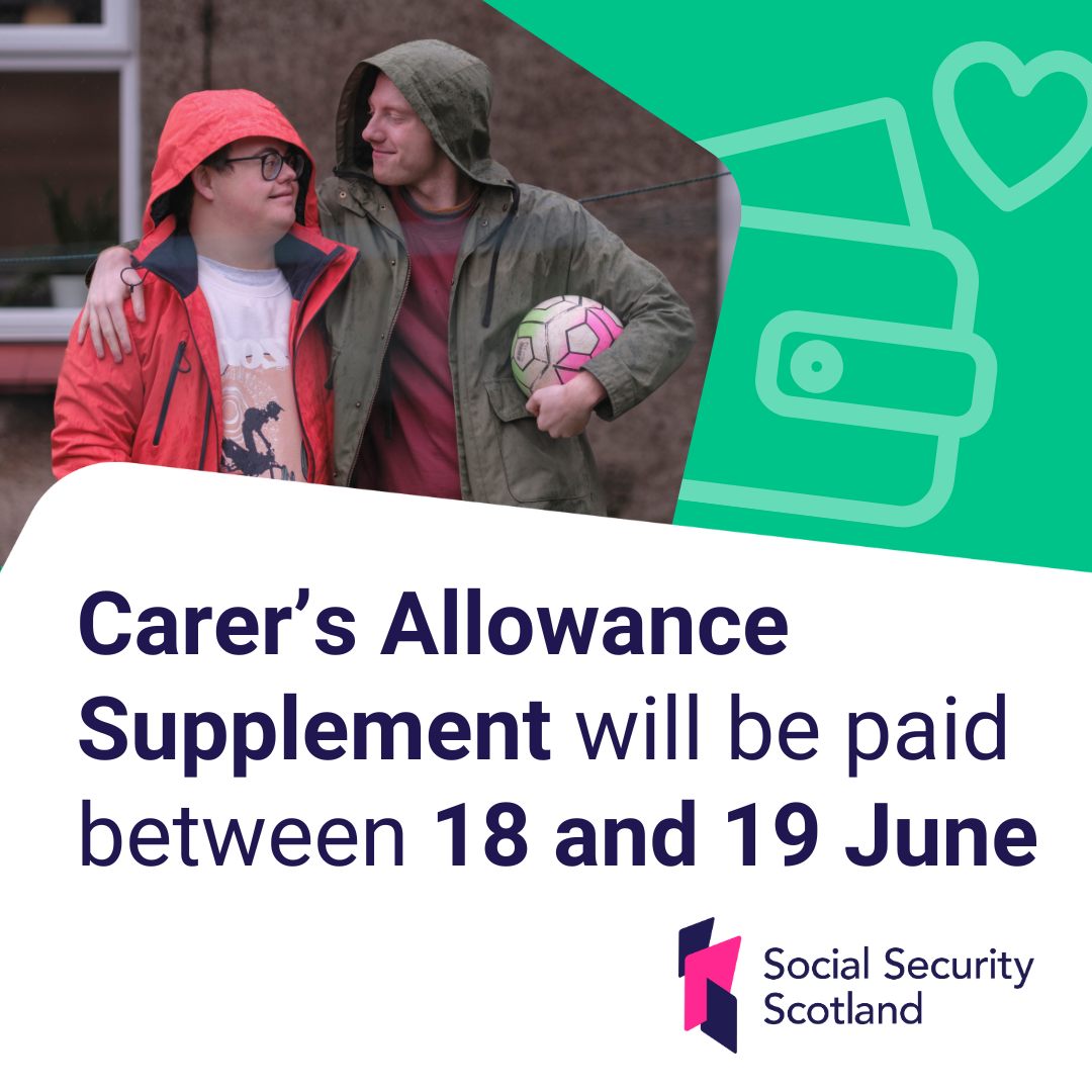Carer's Allowance Supplement is an extra payment of £293.50 to help unpaid carers in Scotland. 

If you were getting Carer Support Payment or Carer's Allowance on 14 April 2025, you'll receive it between 18 and 19 June. 

Find out more at bit.ly/MyGovCarersAll…