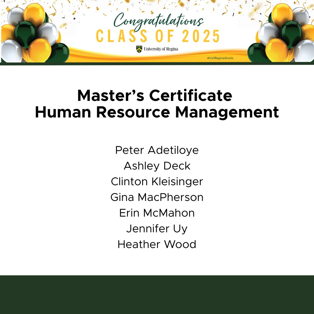 CPHRSK's tweet image. 🎉Congratulations to the 2025 HR graduates from the @UofRegina🎉.

Are you an HR student? Interested in becoming a member?
Visit ow.ly/P6kQ50JrYbL

#StudentMembers #ClassOf2025 #CPHR #HR #HumanResources #PeopleLeadingBusiness