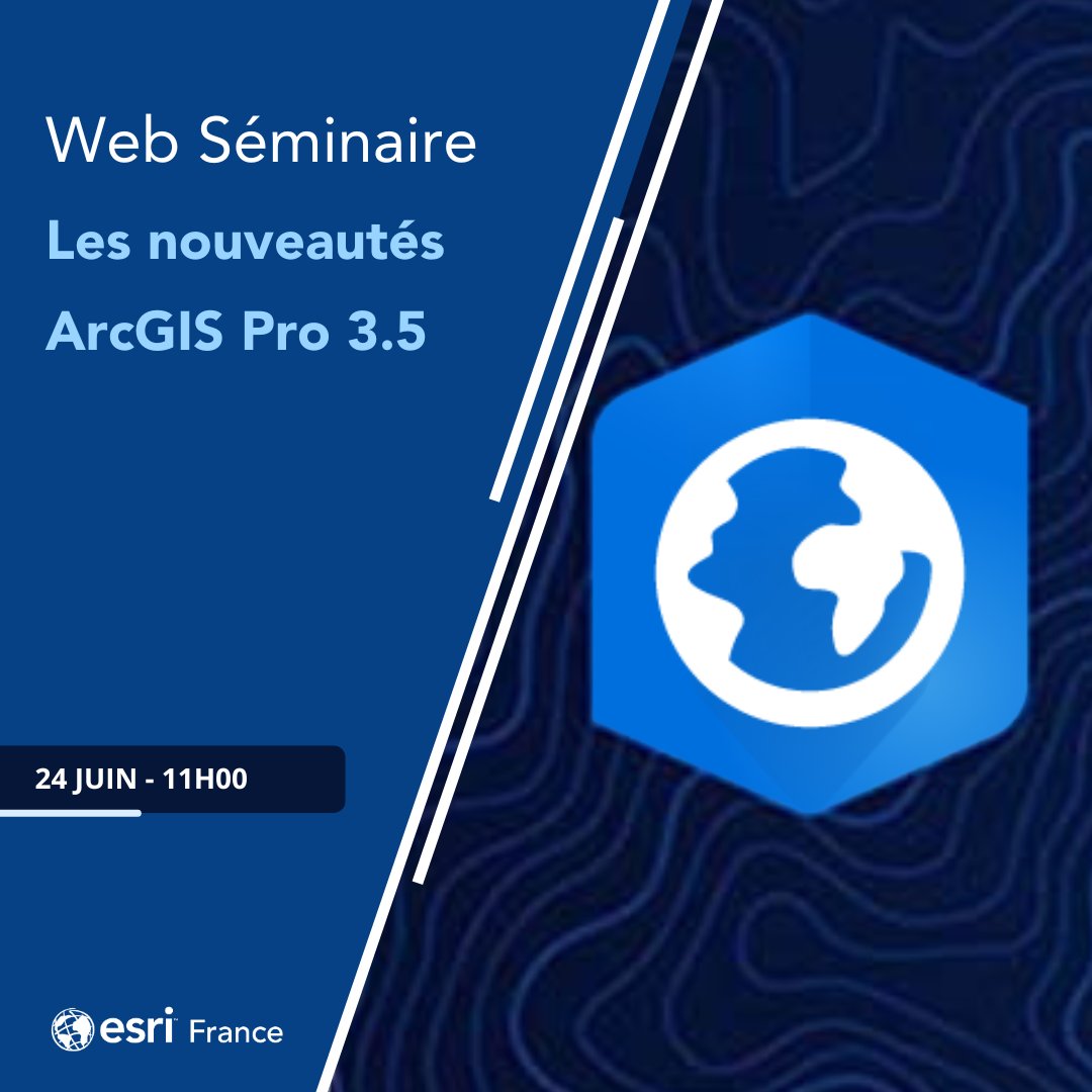 Web Séminaire les nouvelles fonctionnalités d’ArcGIS Pro
📅 24 juin 2025 | 🕚 11h00 – 12h00 | 📍 Géo Communauté

Mardi prochain, suivez avec nous ce web séminaire dédié aux grandes nouveautés d'ArcGIS Pro !
Au programme :
✅ Nouveaux formats de données supportés
✅ Nouvel éditeur
