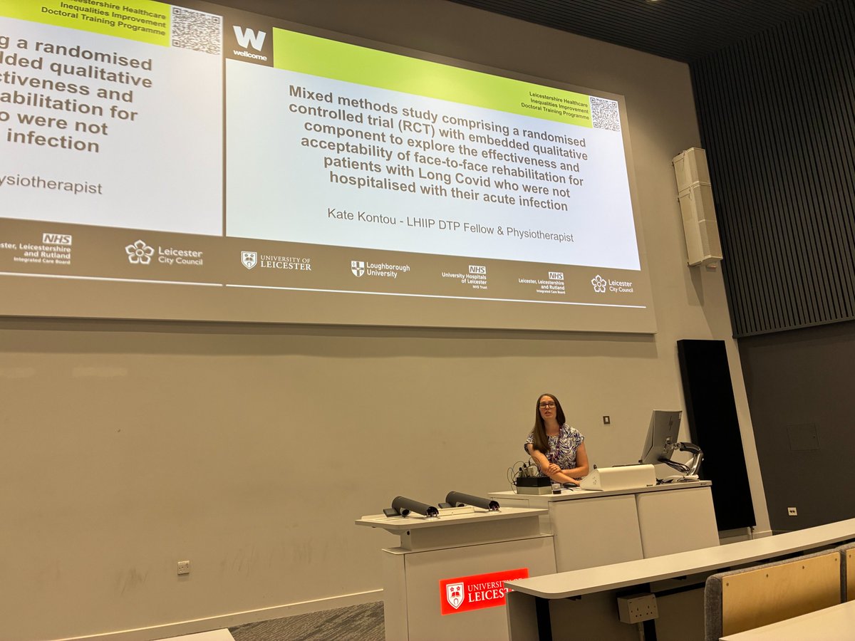 LHIIP (@lhiip_dtp) on Twitter photo Our last LHIIP student presentation is delivered by our second year PhD fellow <a href="/SK_Physio/">Kate Kontou</a>. Kate's project is both Lifestyle and Respiratory-themed with a Long Covid rehabilitation focus #NIHRLeicesterBRCHalfTime
<a href="/LeicResearch/">Research at Leicester's Hospitals</a> <a href="/uniofleicester/">University of Leicester</a> <a href="/wellcometrust/">Wellcome</a> <a href="/LinzyWolloff/">Linzy Houchen-Wolloff</a> Our last LHIIP student presentation is delivered by our second year PhD fellow <a href="/SK_Physio/">Kate Kontou</a>. Kate's project is both Lifestyle and Respiratory-themed with a Long Covid rehabilitation focus #NIHRLeicesterBRCHalfTime
<a href="/LeicResearch/">Research at Leicester's Hospitals</a> <a href="/uniofleicester/">University of Leicester</a> <a href="/wellcometrust/">Wellcome</a> <a href="/LinzyWolloff/">Linzy Houchen-Wolloff</a>