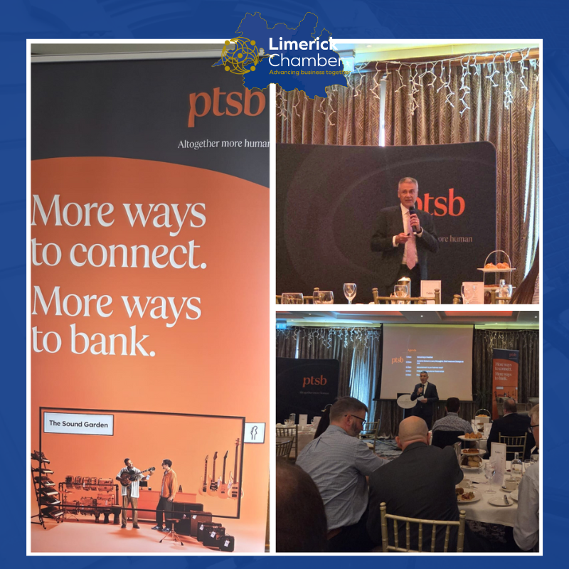 LimerickChamber's tweet image. Congrats to PTSB on a full house for this morning’s Breakfast Briefing on the Economic Outlook &amp;amp; Pension Auto-Enrolment at Castletroy Park Hotel.Great insights from Lenny McLoughlin &amp;amp; the Irish Life team.
#LimerickChamberCommunity #MemberEvent #MidWestBusiness #StrategicPlanning