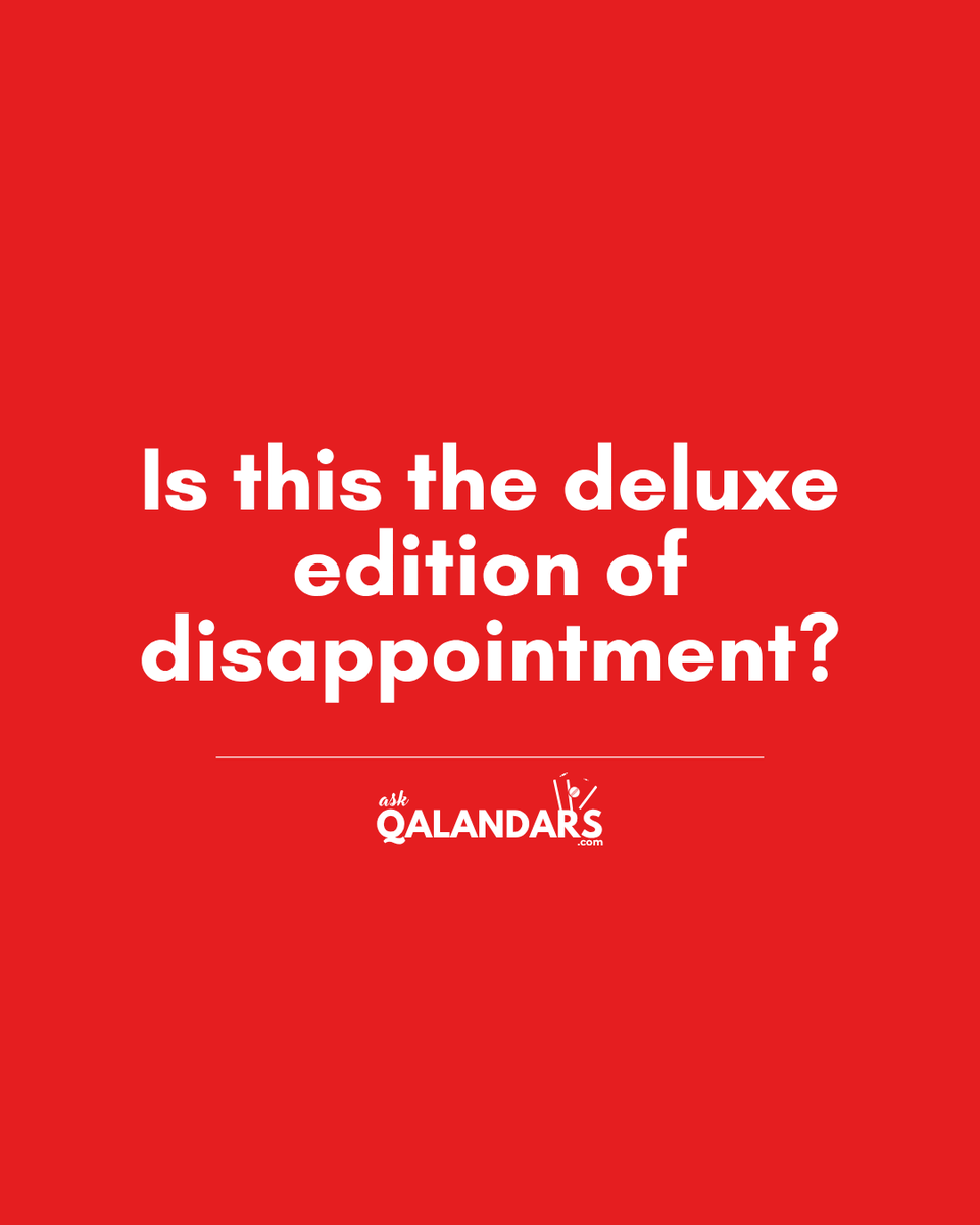 AskQalandars's tweet image. Disappointment, now in high definition.

#AskQalandars #LahoreQalandars #HonorCommitments #DilSeQalandar