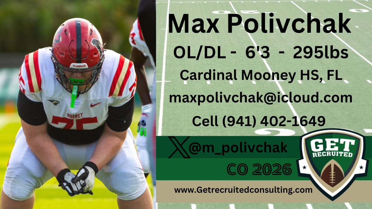 Get Recruited (@get__recruited) on Twitter photo Max Polivchak - CO 2026 - OL/DL - 6'3, 295lbs - 3.5 GPA - Big, physical, and strong. Cardinal Mooney HS, FL - Profile: app.productiverecruit.com/profile/max-po…… <a href="/m_polivchak/">Max Polivchak</a> @1of1lifeskills <a href="/Coach_Brady/">Aaron Brady</a> <a href="/ETSUFootball/">ETSU Football</a> <a href="/MercerFootball/">Mercer Football</a> <a href="/UWFFootball/">UWF Football</a> <a href="/LimestoneFB/">Limestone Football</a> <a href="/CharlotteFTBL/">Charlotte Football</a> Max Polivchak - CO 2026 - OL/DL - 6'3, 295lbs - 3.5 GPA - Big, physical, and strong. Cardinal Mooney HS, FL - Profile: app.productiverecruit.com/profile/max-po…… <a href="/m_polivchak/">Max Polivchak</a> @1of1lifeskills <a href="/Coach_Brady/">Aaron Brady</a> <a href="/ETSUFootball/">ETSU Football</a> <a href="/MercerFootball/">Mercer Football</a> <a href="/UWFFootball/">UWF Football</a> <a href="/LimestoneFB/">Limestone Football</a> <a href="/CharlotteFTBL/">Charlotte Football</a>