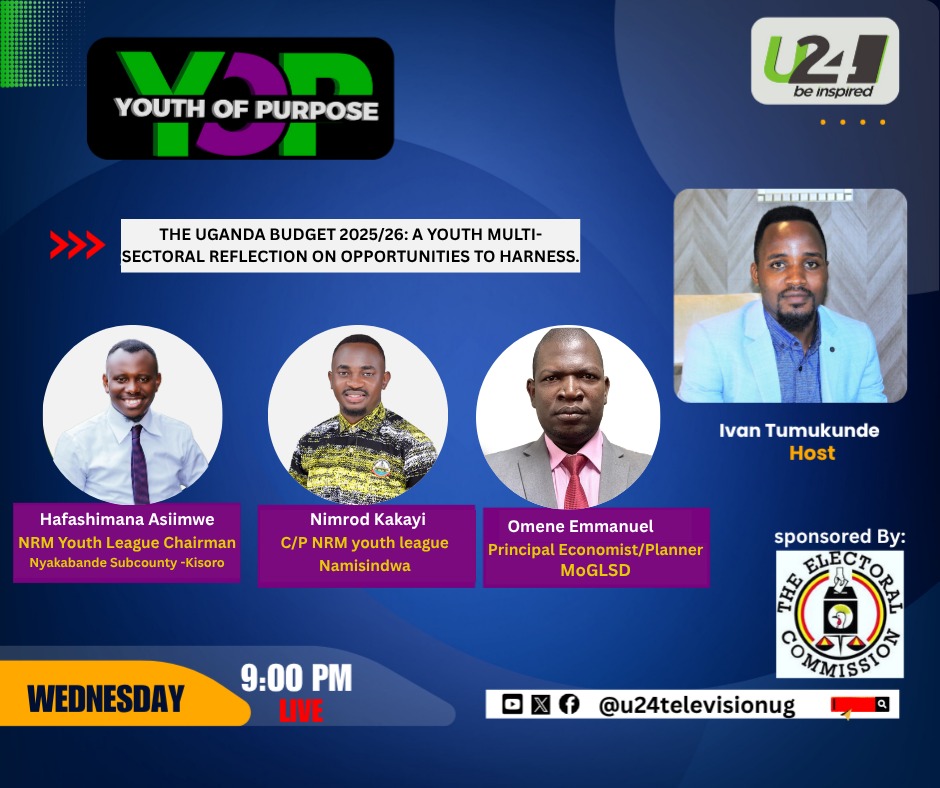 Nimrod Kakayi. (@nimrodkakayi1) on Twitter photo Today at 9:00pm we shall discuss the Uganda Budget of 2025/2026 and its opportunities for youths to harness.
Tune in
@u24television
<a href="/HAsiimwe1/">Hafashimana Asiimwe</a> Today at 9:00pm we shall discuss the Uganda Budget of 2025/2026 and its opportunities for youths to harness.
Tune in
@u24television
<a href="/HAsiimwe1/">Hafashimana Asiimwe</a>