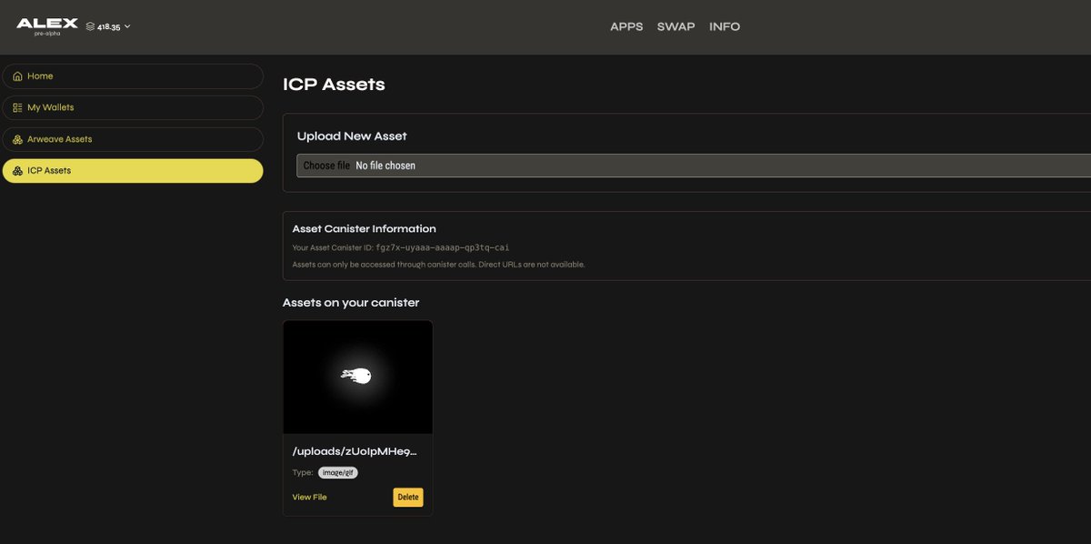 Took 2 minutes to upload assets to my $icp canister on <a href="/alexandria_lbry/">Alexandria Library</a> 
$alex $ao $lbry