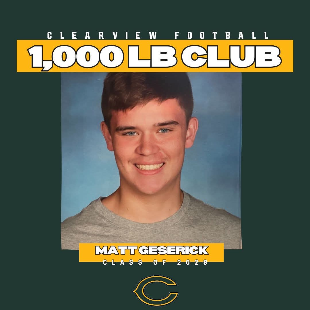 Congratulations to the newest member of the 1,000 LB Club:

Matt Geserick
#FindAWayToWin
#ForThe08062

<a href="/wilson2882/">Coach Mike Wilson</a> <a href="/ClearviewFB/">Clearview Football</a> <a href="/viewathletics/">Clearview Athletics</a>