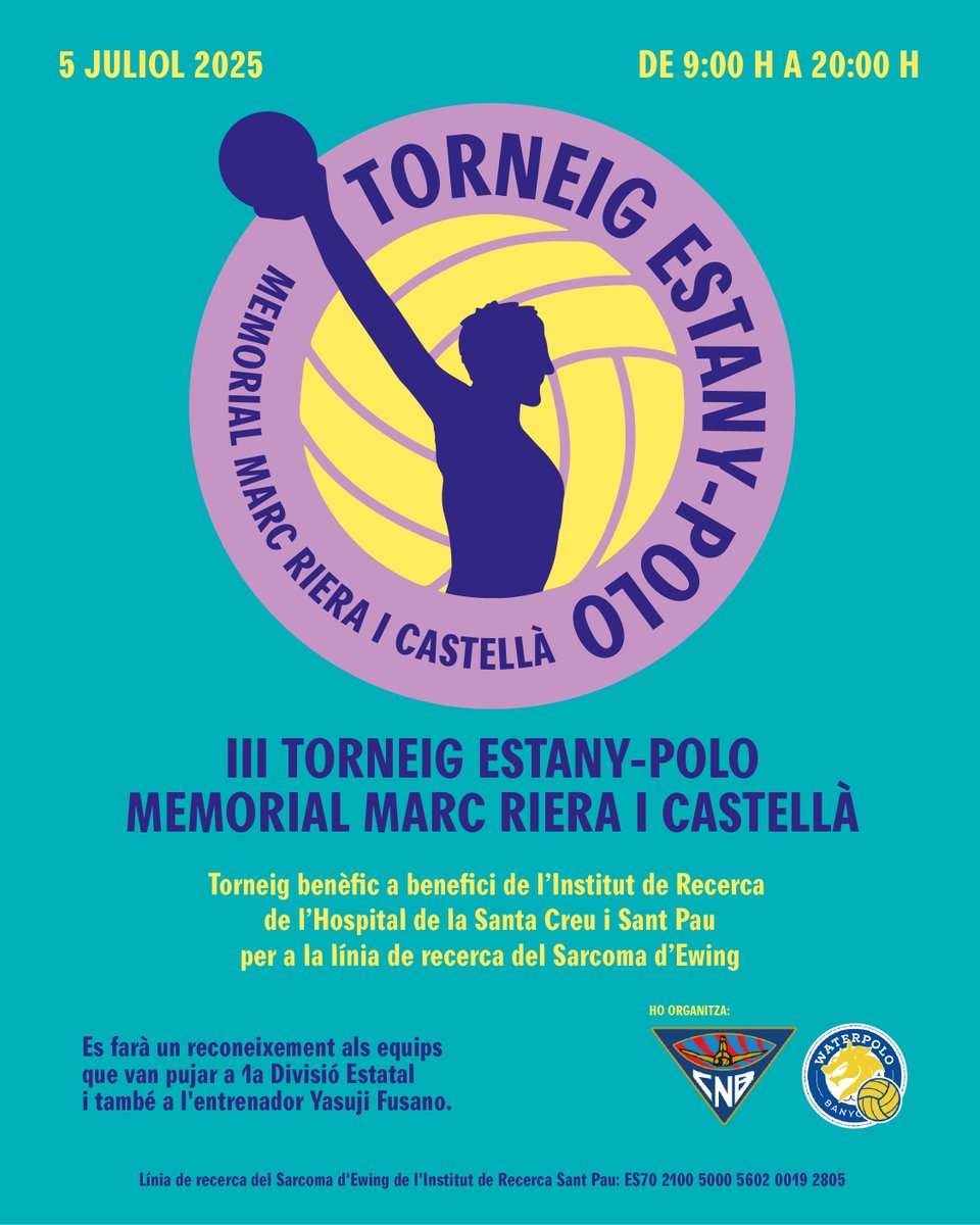 El proper 5 de juliol tornarem a gaudir de la III edició del Torneig Estany-Polo Memorial Marc Riera i Castellà!

Aquest any, amb sorpreses incloses! 

Informa't a: cnbanyoles.cat/competicions/m…