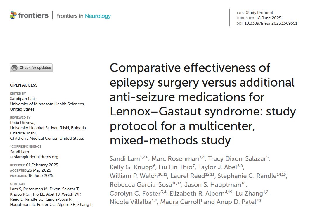 sandi_lam's tweet image. Excited to see our @PCORI sponsored comparative effectiveness research on #epilepsy #LGS study protocol published @FrontiersIn. Multicenter effort with awesome advocates @LGS_Foundation @LGS_F @TracyDixonSalaz @PedsEpilepsyDoc & more! Open access link:
frontiersin.org/journals/neuro…