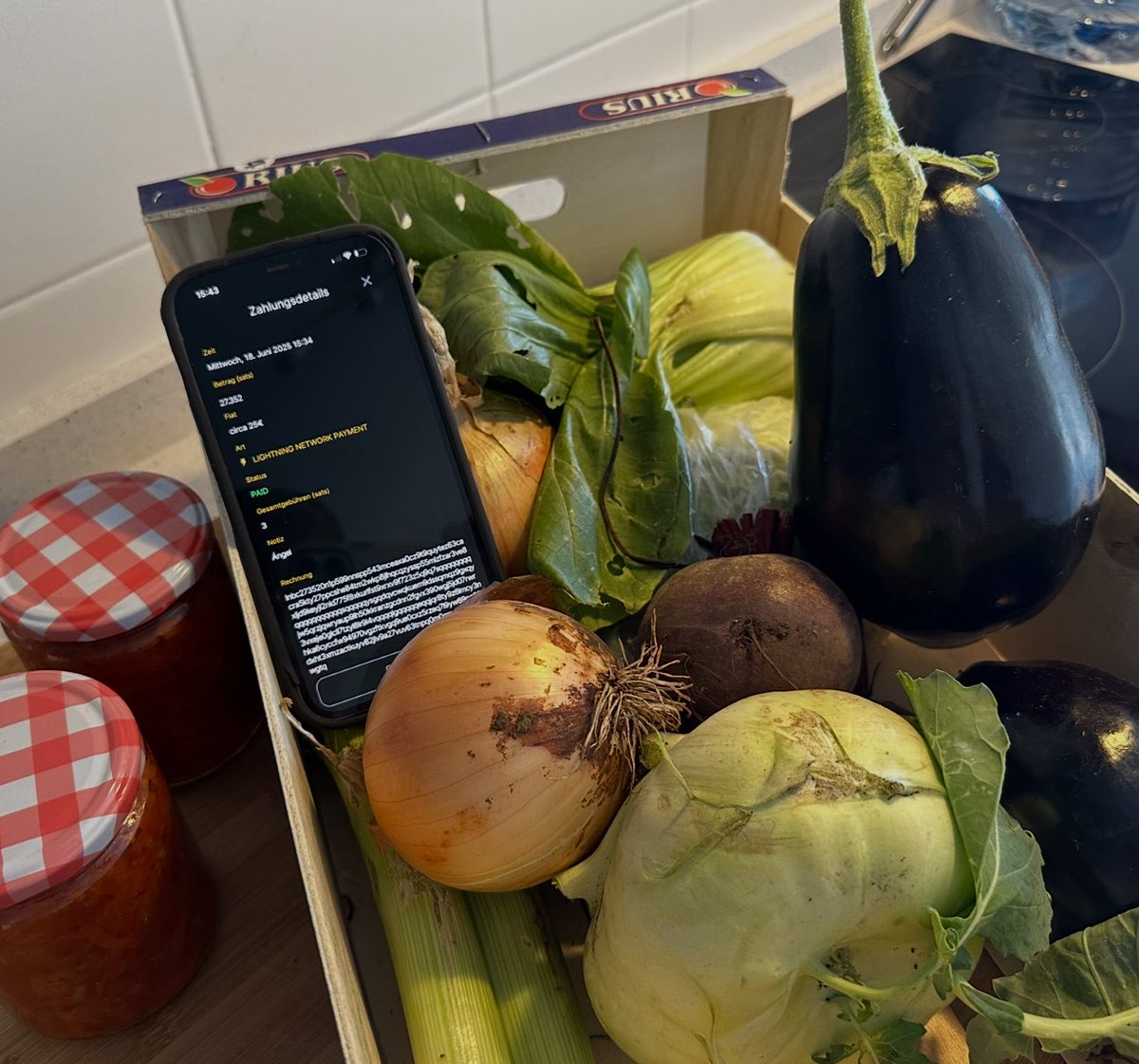 Heute die erste BIO Gemüse Lieferung auf Teneriffa via Lightning bezahlt 😍