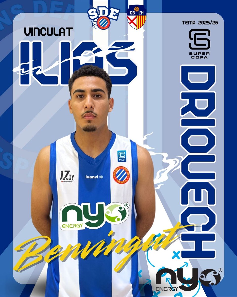 🔵⚪ Nova incorporació 2025/26

Avui és el torn de presentar-vos una nova cara per al futur del nostre club...

📝 Ilias Driouech és la segona incorporació del primer equip de la SD Espanyol per a la temporada 2025/26.
Nascut l’any 2007, arriba procedent del CB L’Hospitalet,