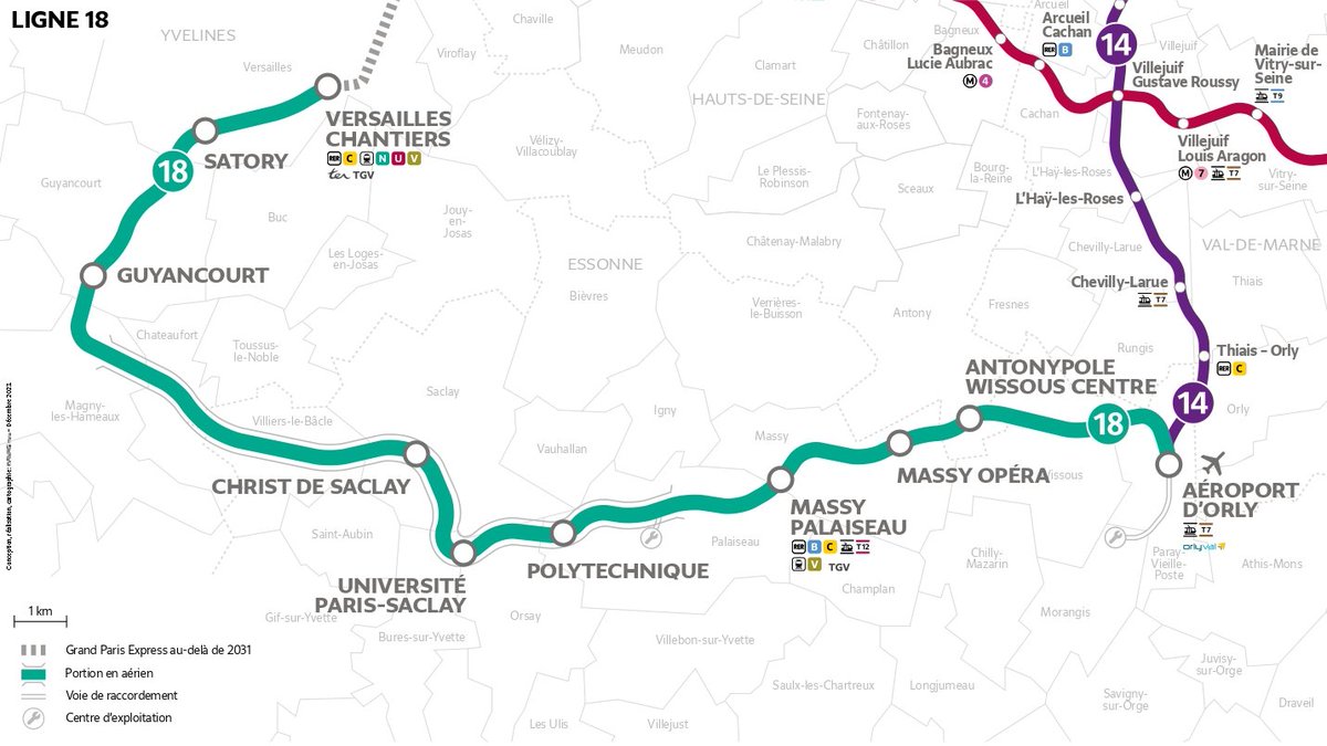 CerfiaFR's tweet photo. 🇫🇷🚆 La 1ʳᵉ rame de la ligne 18 du Grand Paris Express a été dévoilée.

🔸 Métro automatique
🔸 350 passagers
🔸 Clim, Wi-Fi, USB-C
🔸 Lumières évolutives au fil de la journée

La mise en service de ce métro aérien est prévue en octobre 2026 entre Massy et le Plateau de Saclay. https://t.co/C1xwhT9xR5