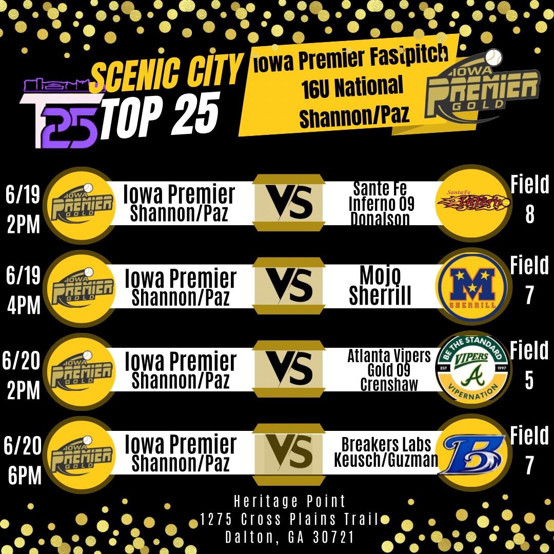 Allyson Compton (2027) (@allycompton21) on Twitter photo Heading to Dalton, GA this week! Hope to see you there!! Hereโs the scheduleโฌ๏ธ
<a href="/IowaPremierFP/">Iowa Premier Fastpitch</a> Heading to Dalton, GA this week! Hope to see you there!! Hereโs the scheduleโฌ๏ธ
<a href="/IowaPremierFP/">Iowa Premier Fastpitch</a>