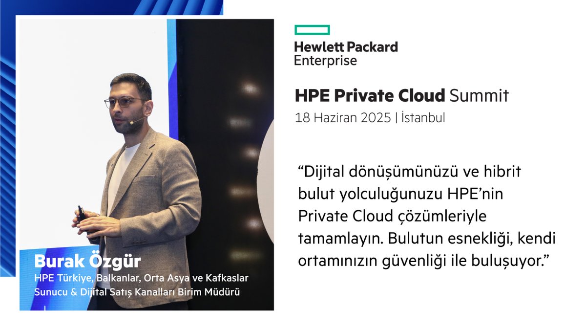 Yeni Nesil Private Cloud ile Tanışın - Your Cloud. Your Rules

HPE Private Cloud Summit, müşterilerimizin yoğun katılımıyla başladı!

Açılış konuşmasında Burak Özgür, hibrit bulut yolculuğunda HPE'nin ve Private Cloud'un öneminden bahsetti.

Daha fazlası için: