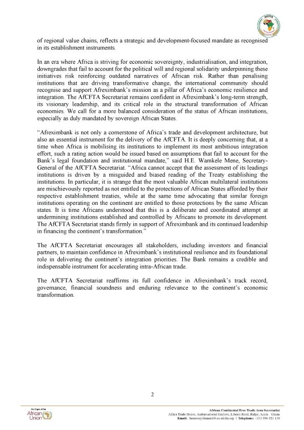 ACINTaD1's tweet photo. The AfCFTA Secretariat reaffirms its full confidence in Afreximbank with regards on trade.  
📍Read the full press statement below. https://t.co/M0Wyqtrcd4