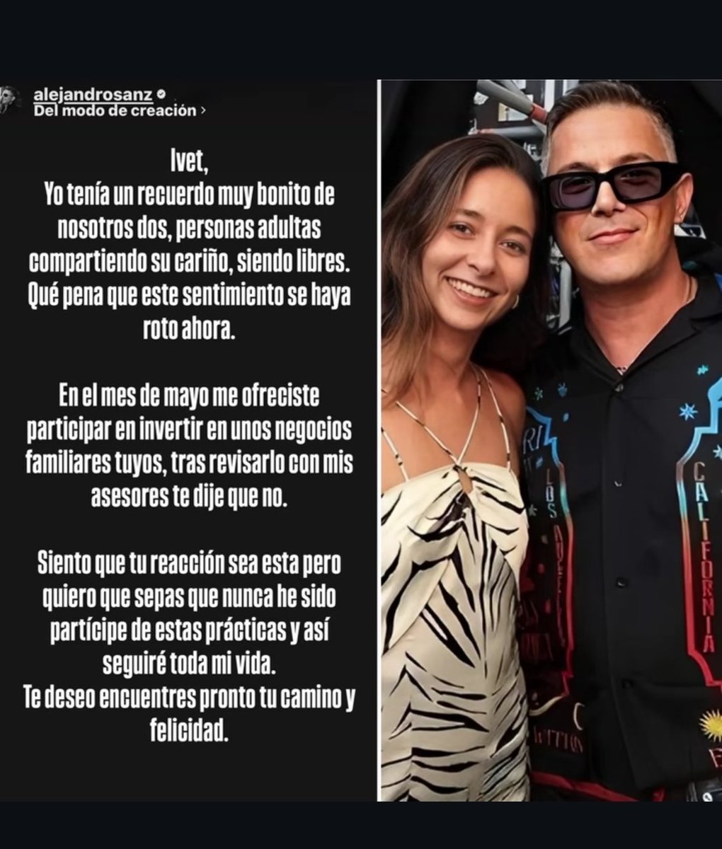 ALEJANDRO SANZ ESTÁ EN EL OJO DEL HURACÁN...
SANZ ROMPIÓ EL SILENCIO DESPUÉS DE QUE LA MUJER DIERA DECLARACIONES V¹CT¹M¹Z⁴NDOSE
DEBEMOS RECORDAR QUE LA MUJER, .
¿QUÉ PIENSAS TU?
#alejandrosanz
