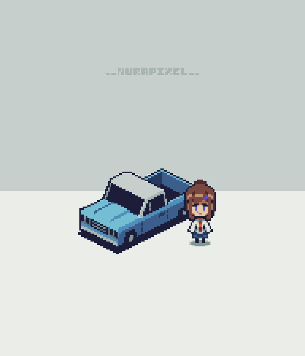 NuraPixel's tweet photo. I'm trying to make my pixel character fit with my pixel isometric car

gotta turn it skinnier and smoller https://t.co/Rfy2lP0NzM