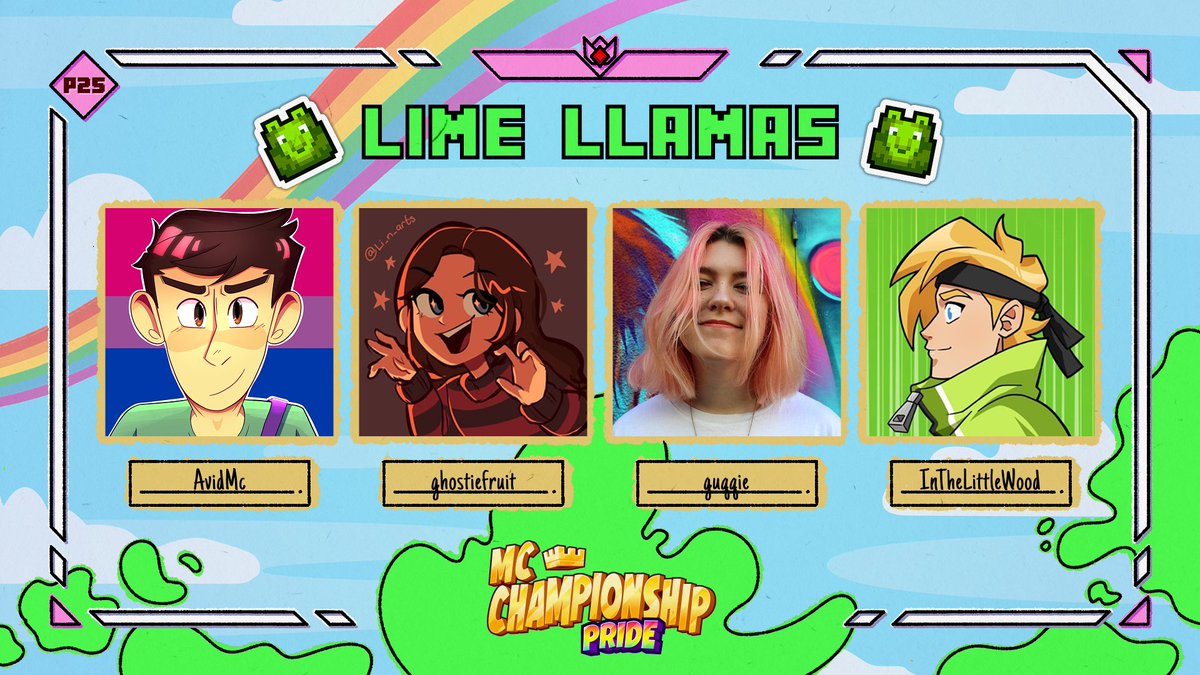 MCChampionship_'s tweet image. 👑 Announcing team Lime Llamas 👑

@Avid_Yt @ghostiefruit @guqqie @InTheLittleWood

Watch them in MCC on Saturday 28th June at 8pm BST!