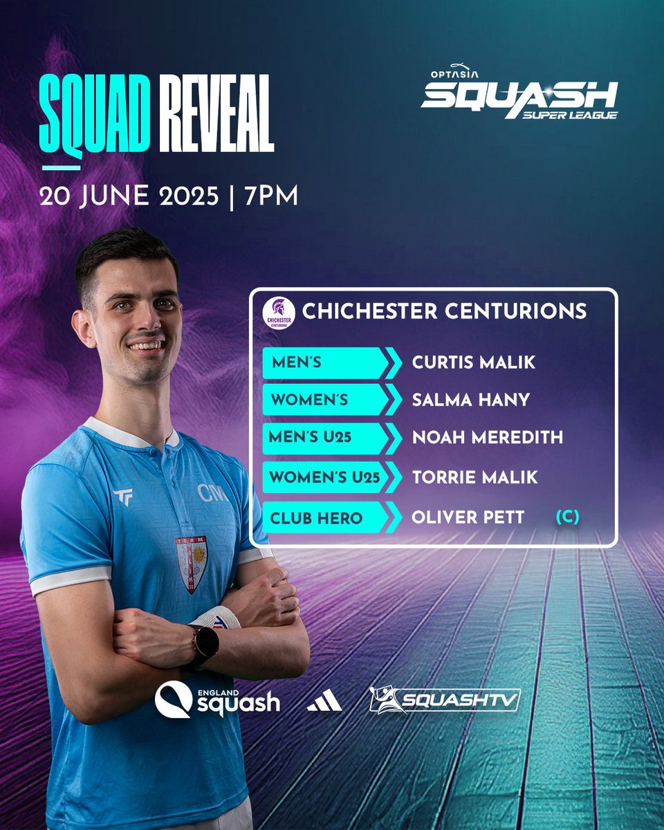 Optasia Squash Super League (@squashsl) on Twitter photo ๐จ Centurions Squad Update โ๏ธ
Curtis Malik steps in for the Chichester Centurions after Gregoire Marche's withdrawal due to injury ๐
Watch the Grand Final this Friday for FREE on <a href="/SquashTV/">SQUASHTV</a> ๐จ Centurions Squad Update โ๏ธ
Curtis Malik steps in for the Chichester Centurions after Gregoire Marche's withdrawal due to injury ๐
Watch the Grand Final this Friday for FREE on <a href="/SquashTV/">SQUASHTV</a>