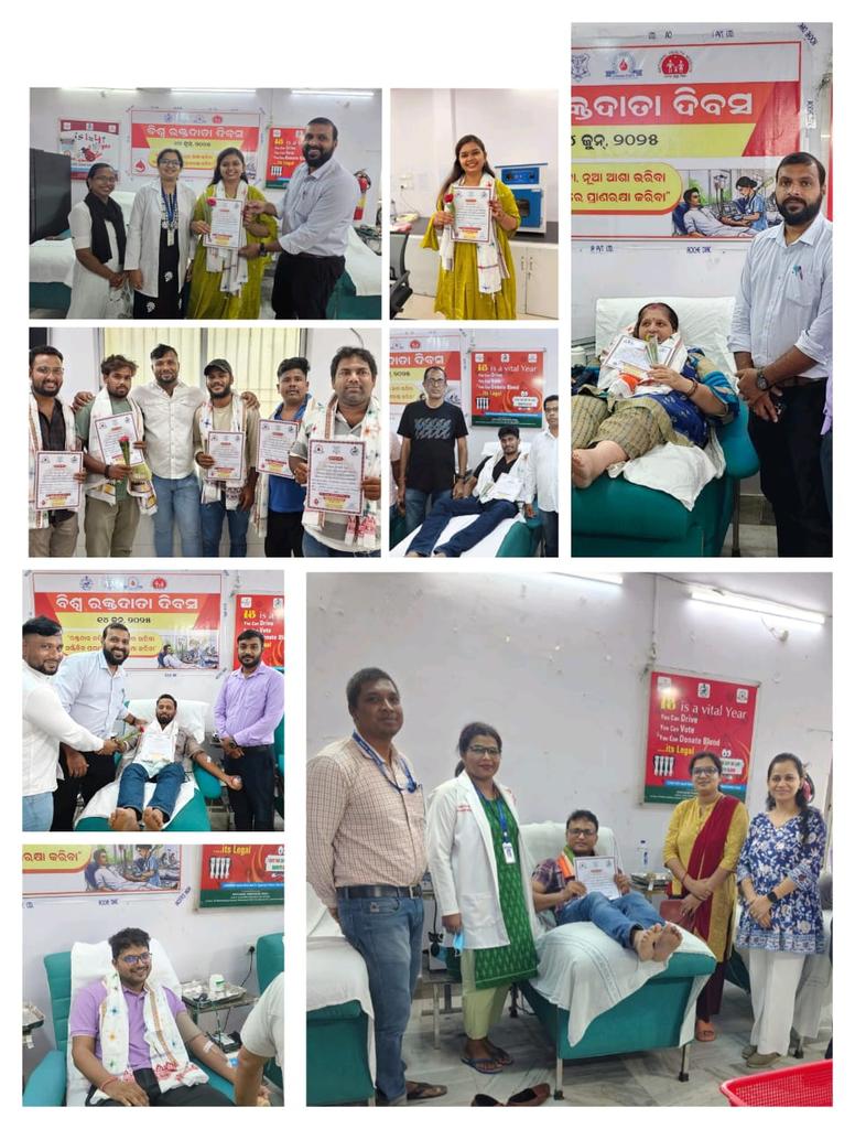 World blood donor day was celebrated by Odisha BloodCenter, Department of Blood Transfusion Medicine,MKCG,MCH,Berhampur on14/6/25 in the premises of Blood center.3 number of VBD camps was organised,Total-336 units of blood collected.