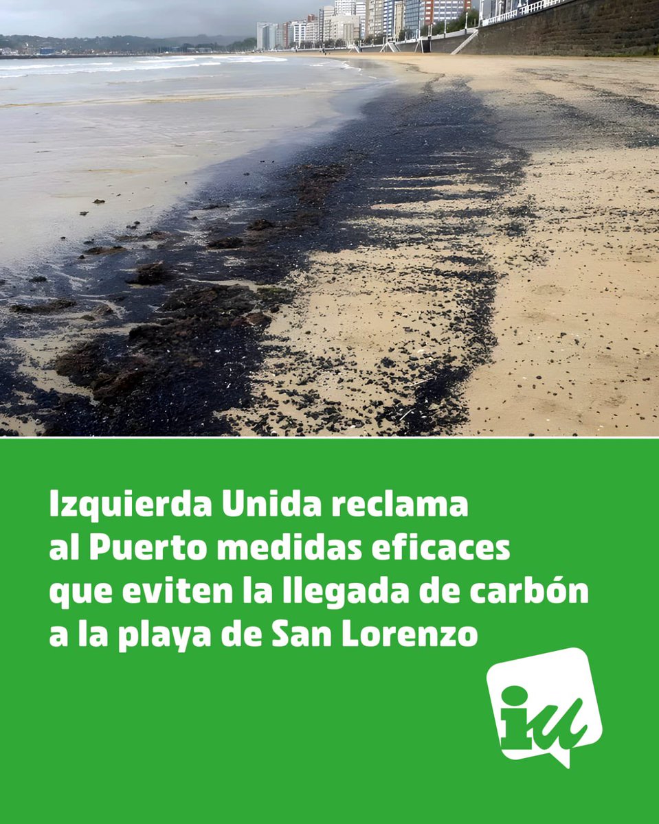 🌊 En 2020 un informe del INCAR acreditó que + del 65% del #carbón que llega a la playa de San Lorenzo procede de El Musel.

❌ 5 años después seguimos igual. Y detectado el origen, no sirven las excusas. Reclamamos al Puerto medidas eficaces que eviten que el carbón caiga al mar