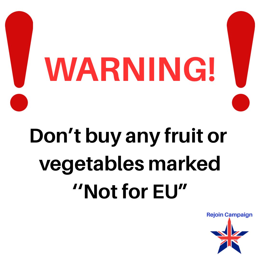 sonofr's tweet photo. TOXIC CHEMICALS ARE BACK IN YOUR FOOD AND IT’S ALL BECAUSE OF BREXIT!
We may not have chlorinated chicken yet, but your fruit and veg is being fed chemicals banned by the EU, banned because they’re harmful.
Avoid anything marked “not for EU”! https://t.co/Je4RpiuzVL