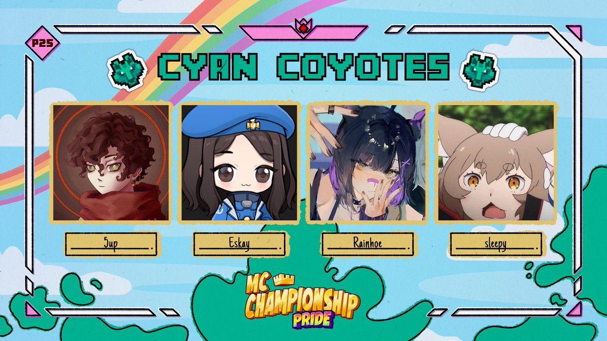 MCChampionship_'s tweet image. 👑 Announcing team Cyan Coyotes 👑

@5uppps @EskayOW @RainhoeVT @sleepy

Watch them in MCC on Saturday 28th June at 8pm BST!