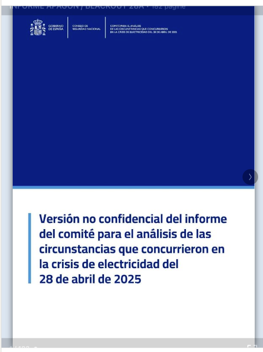 Il rapporto del governo spagnolo sul blackout nella penisola iberica del 28 aprile scorso dice più di quanto vorrebbe, nonostante le ampie parti censurate. Non si può negare l'evidenza.
Domani ampia disamina su <a href="/LaVeritaWeb/">La Verità</a>.