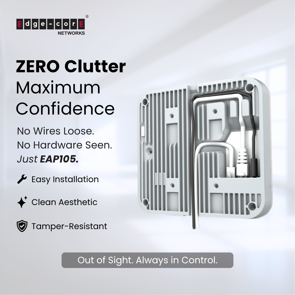 🔌 Pack It In. Power It On.
EAP105 hides cables for:
🔧 Easy installs
🎯 Sleek look
🔐 Tamper resistance
Because pro-grade Wi-Fi needs pro-grade design.
🔗 Explore: bit.ly/4kGN1jX
#EAP105 #EdgecoreWiFi #WiFi7 #OpenWiFi #MDU #HospitalityTech