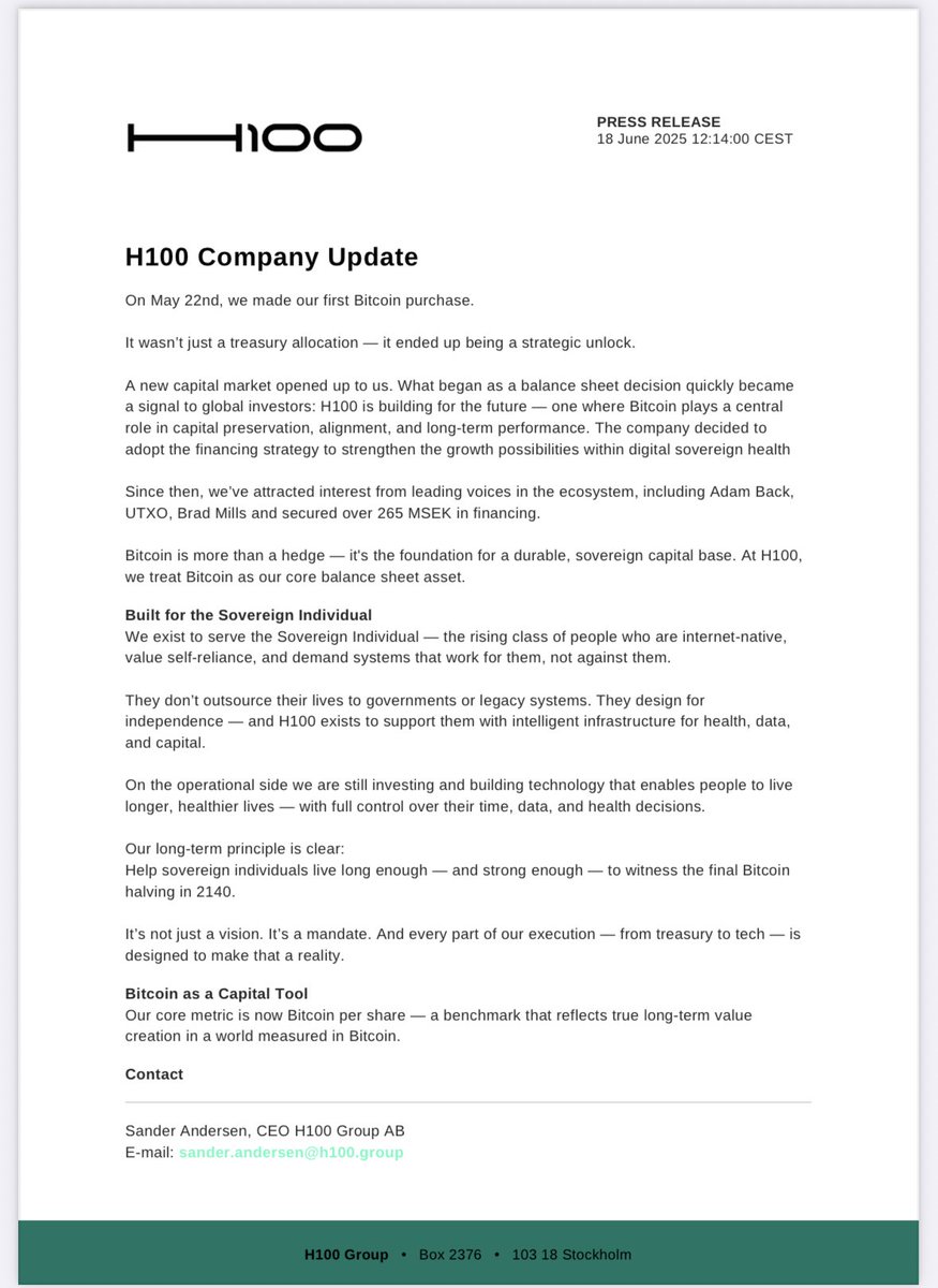 H100Group's tweet image. Company Update!
BTC / share is most important KPI going forward.
Our core metric is now Bitcoin per share — a benchmark that reflects true long-term value
creation in a world measured in Bitcoin.