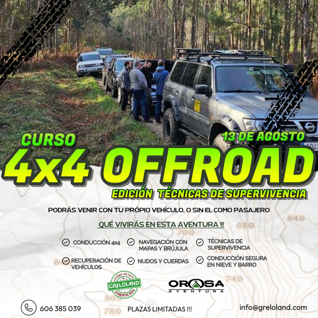 En agosto, curso 4x4 y supervivencia, en colaboración con Orosa Aventura.
greloland.com/evento/6547/of…