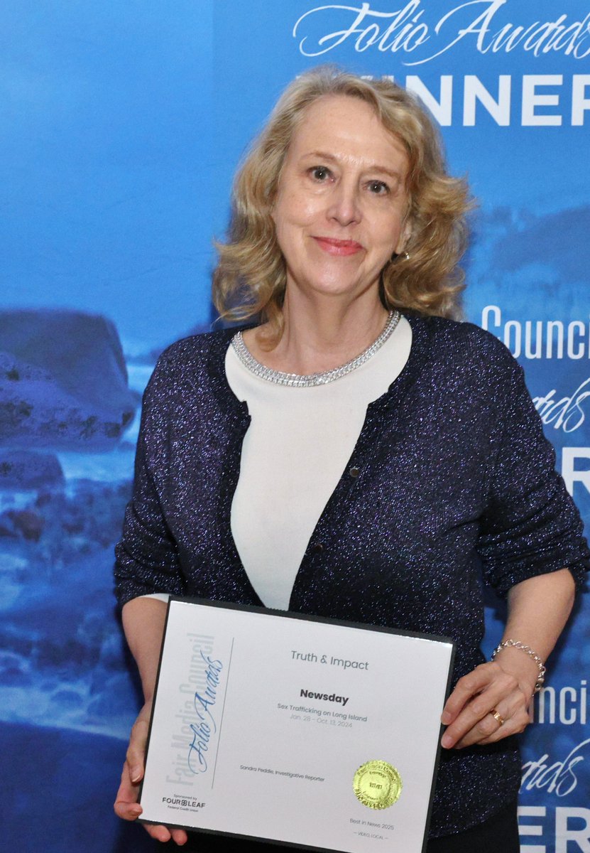 Congratulations! Winning FMC's inaugural Truth &amp; Impact Folio Award 2025 is <a href="/Newsday/">Newsday</a>'s Sandra Peddie, for her story, "Sex Trafficking on Long Island."  #fmcfolio #winning #news