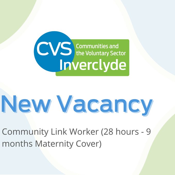 Inverclyde's Community Link Workers (@inverclyde_clw) on Twitter photo We have an exciting opportunity to join our Link Worker Team. Learn more and apply on the link below:
cvsinverclyde.org.uk/vacancies/
<a href="/CVSInverclyde/">CVS Inverclyde</a> <a href="/InverclydeHSCP/">Inverclyde HSCP</a> We have an exciting opportunity to join our Link Worker Team. Learn more and apply on the link below:
cvsinverclyde.org.uk/vacancies/
<a href="/CVSInverclyde/">CVS Inverclyde</a> <a href="/InverclydeHSCP/">Inverclyde HSCP</a>