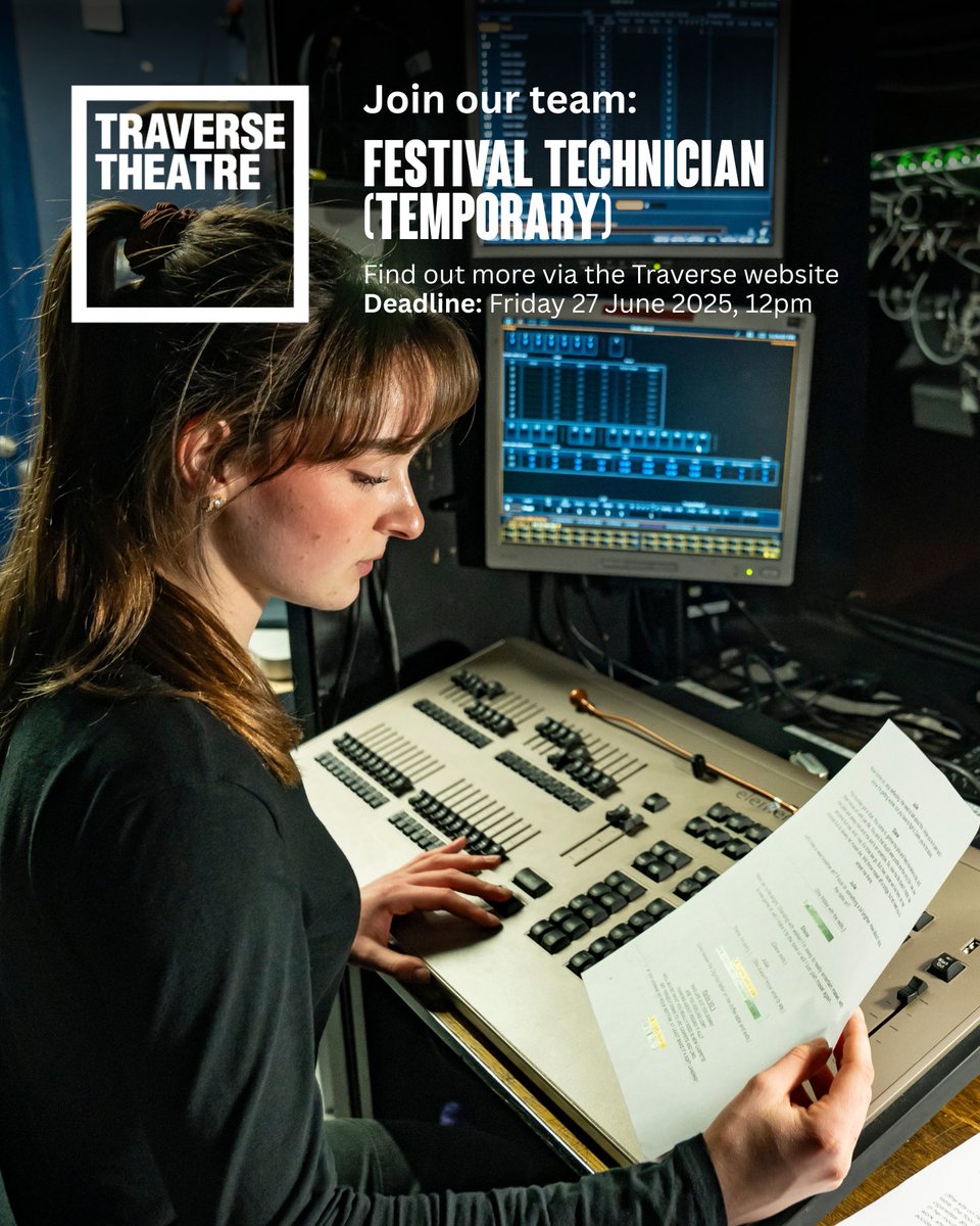 We are looking for experienced Technicians to join our Production Team during this year's TravFest. Rate of pay is £660 pw with overtime payable. Application deadline is Friday 27 June at midday.

For full job description and how to apply visit: traverse.co.uk/jobs/festival-…