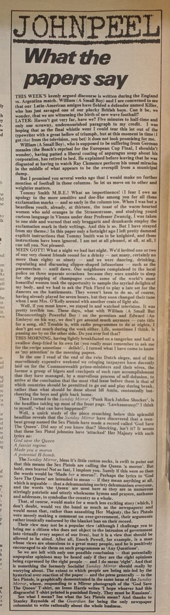 Sounds Clips (@soundsclips) on Twitter photo The John Peel Column in Sounds 18th, June 1977 including The Sex Pistols 'God Save The Queen' single.
<a href="/johnpeel3904/">John Peel</a>
<a href="/johnpeelarchive/">John Peel Archive</a>
<a href="/sexpistols/">Sex Pistols Official</a> The John Peel Column in Sounds 18th, June 1977 including The Sex Pistols 'God Save The Queen' single.
<a href="/johnpeel3904/">John Peel</a>
<a href="/johnpeelarchive/">John Peel Archive</a>
<a href="/sexpistols/">Sex Pistols Official</a>