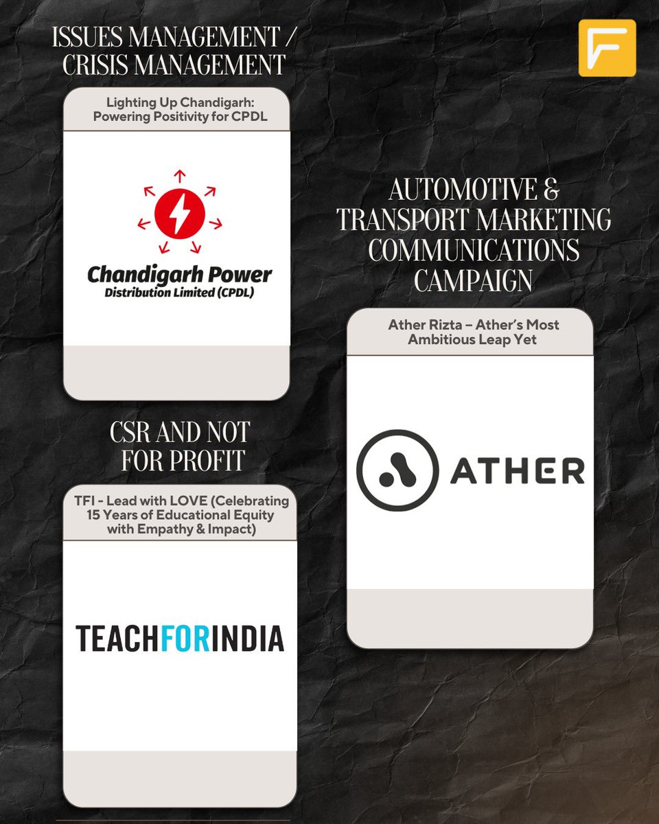 We’re thrilled to be shortlisted in 8 categories with 10 powerful campaigns at the #e4mIPRCCA Awards! From small towns to smart cities, our stories reflect the voice of a changing Bharat. Proud to drive impact, one story at a time. <a href="/e4mtweets/">exchange4media group</a> (1/2)

#FuzionPR #RegionalPR #Trust