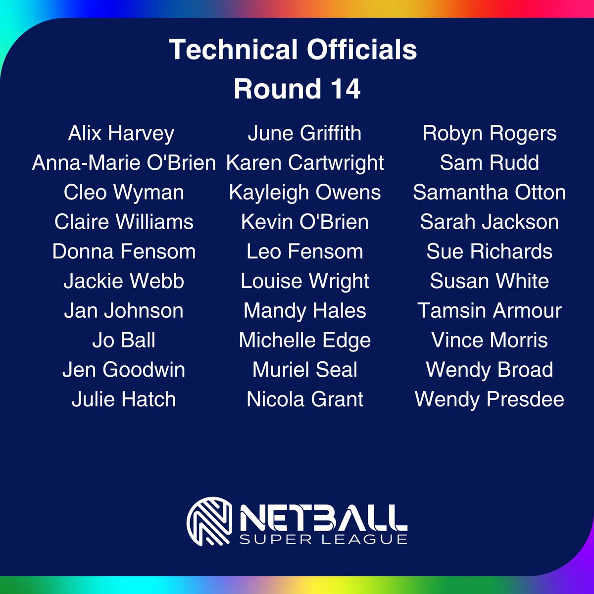 🌟NSL Technical Official Shoutout - Round 14🌟

The final regular season round of NSL action brings another chance to recognize our incredible Technical Officials!

A massive THANK YOU to each and every one of you! 🎉👏

#OfficiatingFamily