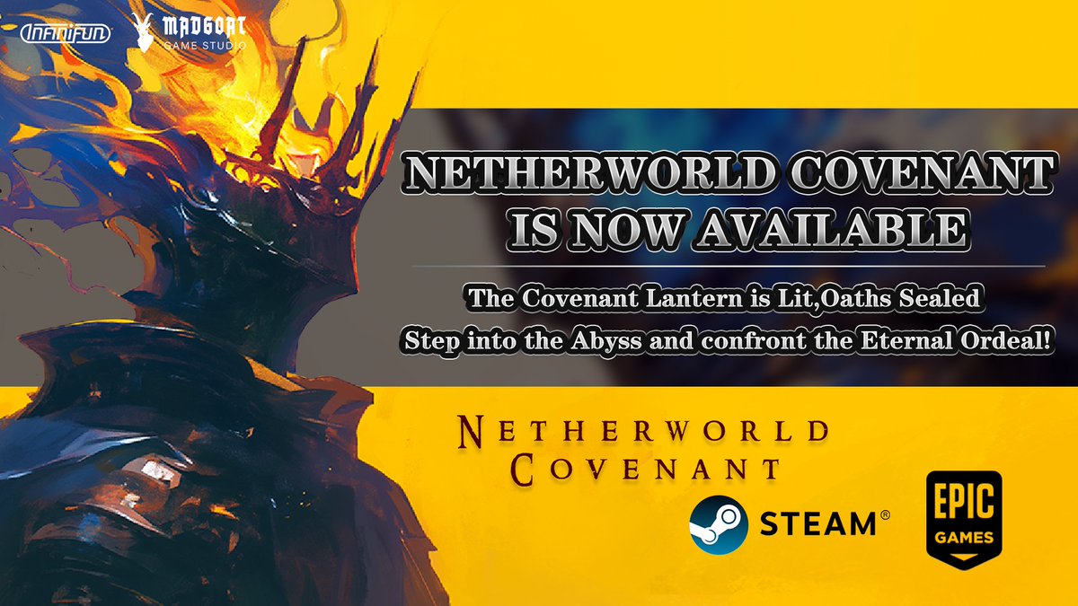 Infini_Fun's tweet image. Netherworld Covenant, the roguelike with tactical, soulslike combat from developer MadGoat and publisher Infini Fun, now available on Steam and the Epic Games Store! #Steam #indiegames #gamedev 

Steam: 
store.steampowered.com/app/2735580/Ne…
Epic Games Store:
store.epicgames.com/en-US/p/nether…