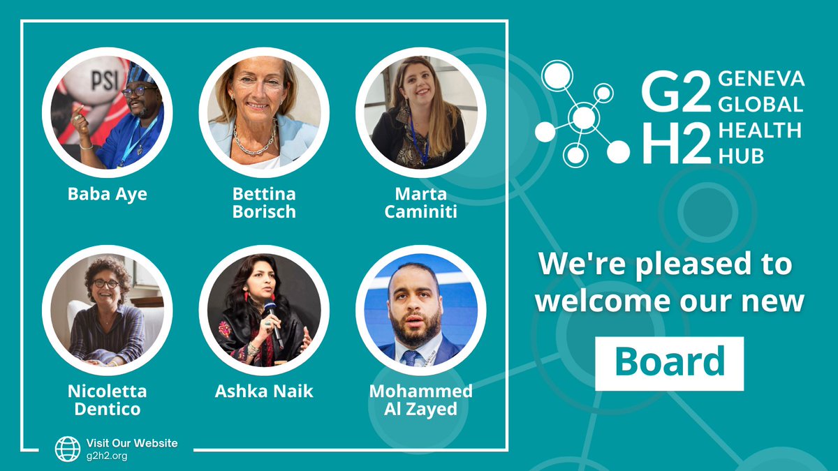 Geneva Global Health Hub (G2H2) (@g2h2_geneva) on Twitter photo 🔊 New #G2H2 Steering Committee elected!
💫 <a href="/BabaAye/">Baba Aye</a> & <a href="/NDentico/">Nicoletta Dentico</a> re-elected as Co-Chairs, joined by <a href="/BettinaBorisch/">Bettina Borisch</a>, <a href="/marta_caminiti/">Marta Caminiti</a>, Ashka Naik & Mohammed Al Zayed
🙏 With deep appreciation to <a href="/DianBlandina/">Dian Maria Blandina</a> & Andreas Wulf for their dedication! 🔊 New #G2H2 Steering Committee elected!
💫 <a href="/BabaAye/">Baba Aye</a> & <a href="/NDentico/">Nicoletta Dentico</a> re-elected as Co-Chairs, joined by <a href="/BettinaBorisch/">Bettina Borisch</a>, <a href="/marta_caminiti/">Marta Caminiti</a>, Ashka Naik & Mohammed Al Zayed
🙏 With deep appreciation to <a href="/DianBlandina/">Dian Maria Blandina</a> & Andreas Wulf for their dedication!
