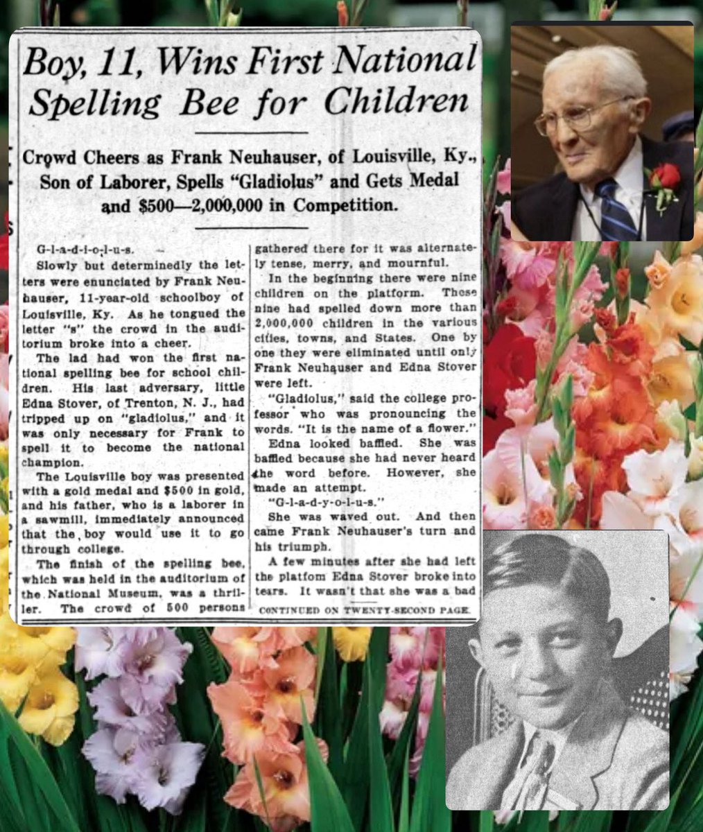 petulad's tweet image. June 18, 1925 - News of the first national spelling bee #100yearsagotoday had America spelling “gladiolus” and celebrating Frank Neuhauser, the Kentucky “son of a laborer” who won with that word. #retropolis