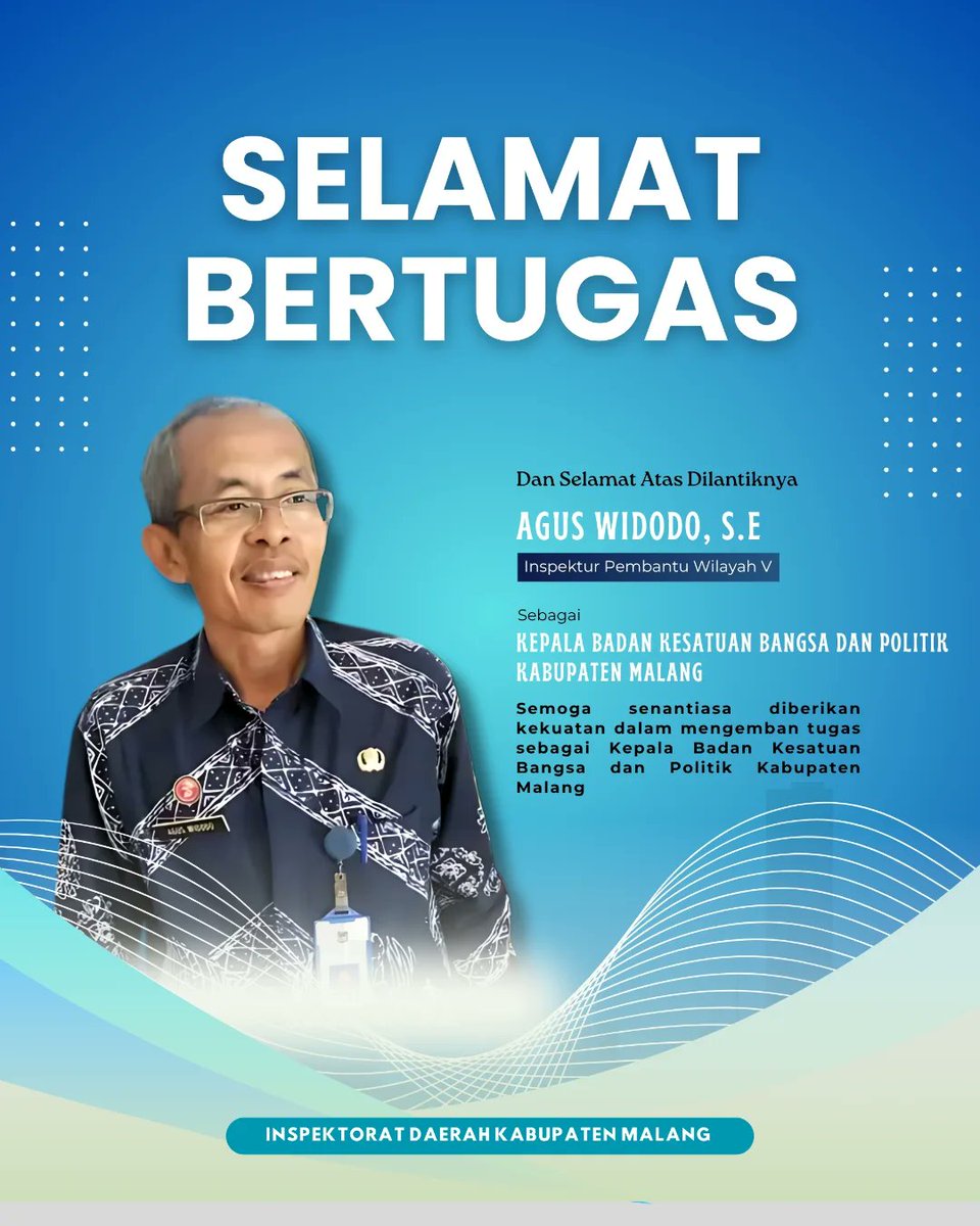 INSPkabmalang's tweet photo. Selamat dan sukses atas dilantiknya Bapak Yudhi Hindharto sebagai Kepala Dinas Tenaga Kerja Kabupaten Malang dan Bapak Agus Widodo sebagai Kepala Badan Kesatuan Bangsa dan Politik Kabupaten Malang. 
#malangkab #inspektoratdaerahkabmalang https://t.co/l3G7Z7wEuA