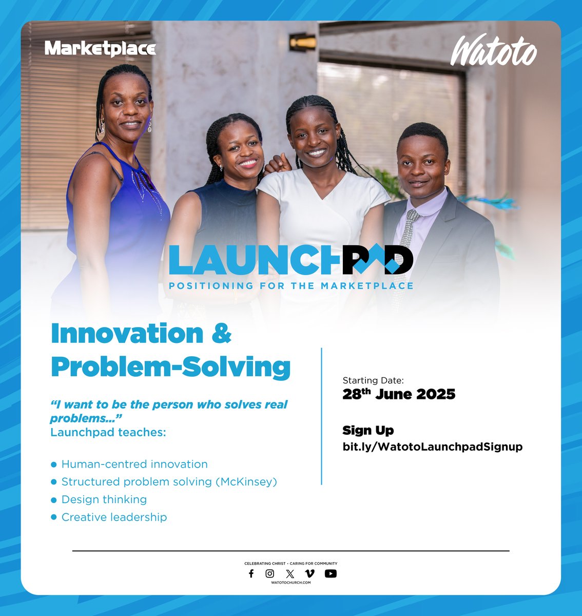 The 20s are for building — and the best place to start is learning how to think.

In this module, LaunchPad equips you to be more than employable — to be a problem-solver, innovator and value creator.
You’ll learn:
•Human-centred innovation
•Structured thinking using the