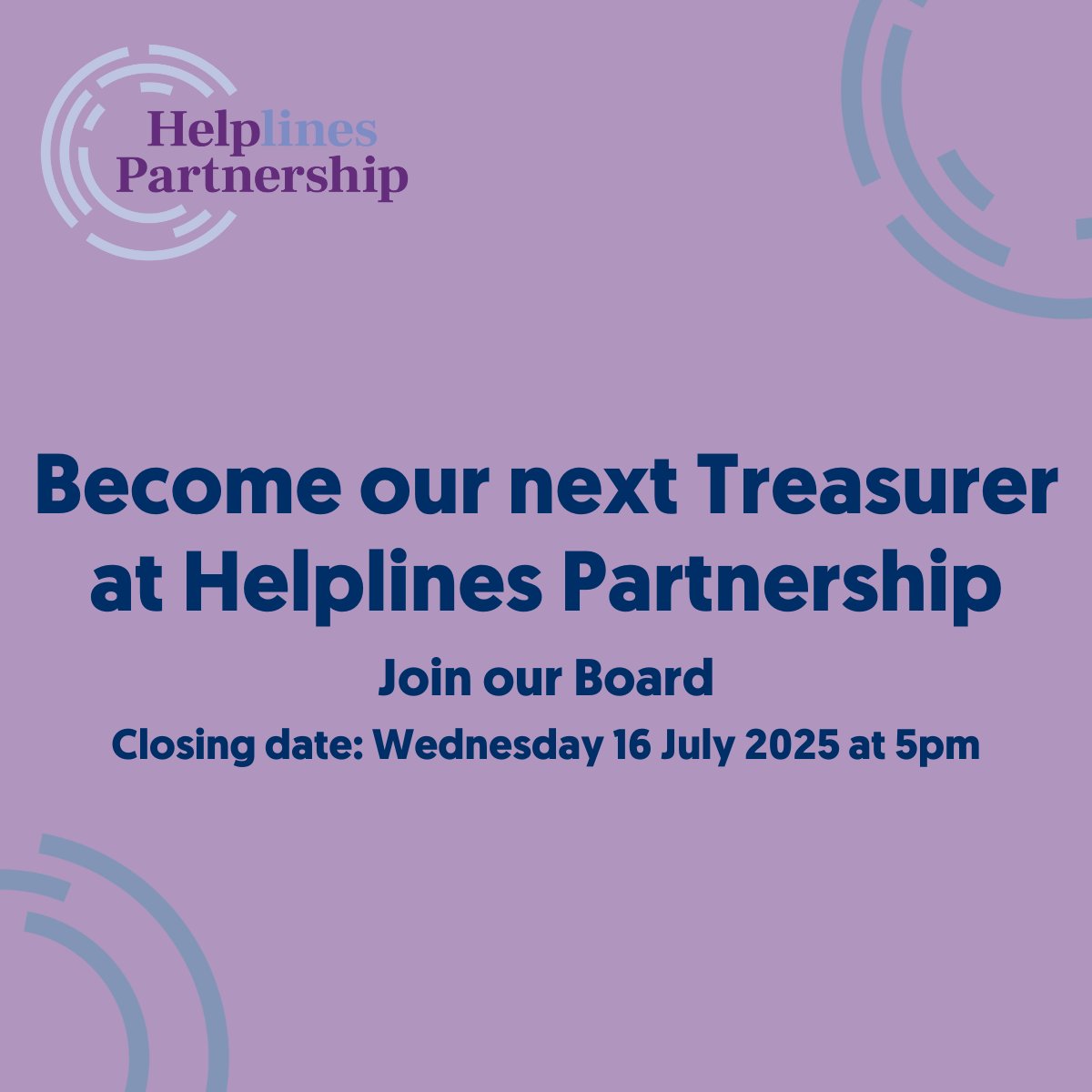 Every charity knows how important it is to have an experienced Trustee Board, with the Treasurer’s role being critical. In October 2025, our current Treasurer is due to reach their maximum term in office, which is why we’re seeking a successor.

Find out more here.