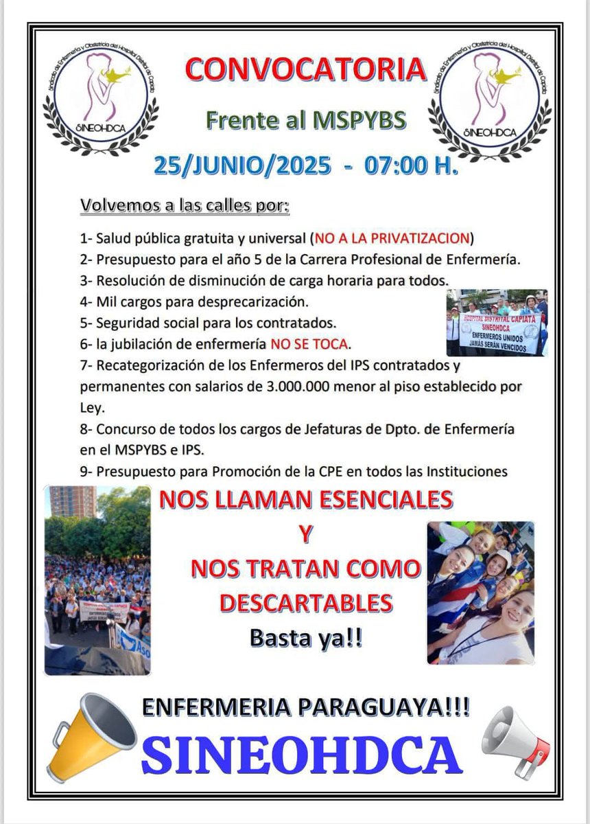 LuzLeguizamn1's tweet photo. Ovalema una vez más a las calles
Enfermería unida 
@AM_1080 
@nanduti 
@ABCCardinal https://t.co/IWD8xwP692