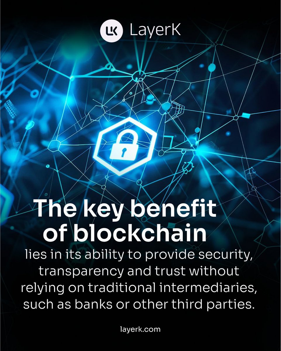 layerkofficial's tweet image. 🚫 No banks. No third parties.
Just transparency, security, and trust—powered by blockchain.
Welcome to a world where you control the system.
#BlockchainBenefits #NoMiddlemen #TrustlessTech #LayerKAdvantage