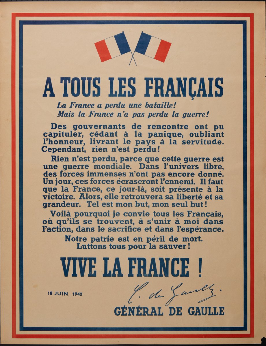 #CeJourLa #18juin1940 
Date du célèbre appel à la Résistance du Général de Gaulle depuis Londres.
Affiche issue de la collecte des 80 ans de la Libération. Tirage réalisé à partir de l'automne 1944.
© Archives de Bordeaux Métropole, BxM 44 S