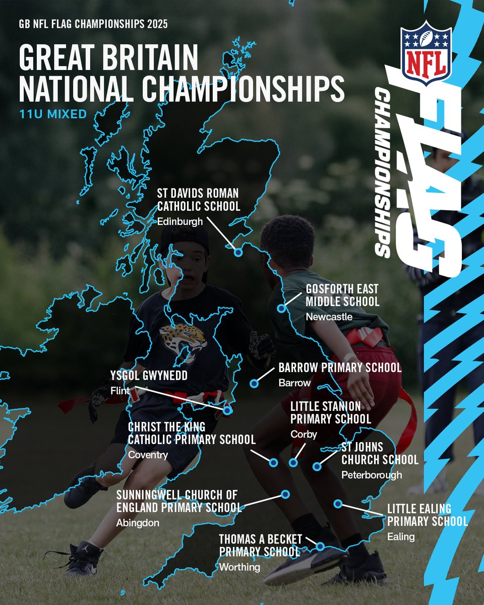 🫡 Representation from across Great Britain! 

All of the participating schools in the 2025 NFL Flag GB National Championship 👇