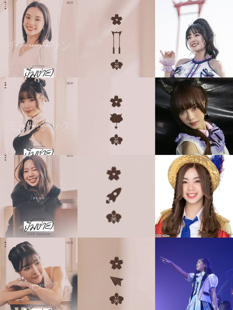 แล้วกิมมิคเริ่ดมาก ดึงสตอรี่ออกมาได้ถูกต้องสุดๆๆ 

เฌอปราง — เพลงชาติBNK / สัญญานะ 
มิวสิค — มิวจิกกี้ 
ปัญ — BNK festival
เจนนิษฐ์ — 365 วันกับเครื่องบินกระดาษ 

เติบโตมาอย่างดีเลย 🥺🤍

#ยิ้มง่ายLIVESESSION
#CherprangAreekul #miusic
#punn #Jennisoprasert