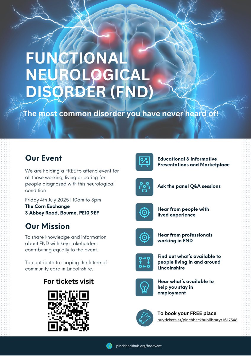 Shine Lincolnshire (@shine_lincoln) on Twitter photo 🔔 Functional Neurological Disorder (FND) Event
📅 4 July, 2025
⏰ 10 AM – 3 PM
📍 The Corn Exchange, 3 Abbey Road, Bourne, PE10 9EF
More info: pinchbeckhub.org/fndevent/
#FNDawareness <a href="/FNDAction/">FND Action</a> #FNDAwarenessDay #LincsConnect 🔔 Functional Neurological Disorder (FND) Event
📅 4 July, 2025
⏰ 10 AM – 3 PM
📍 The Corn Exchange, 3 Abbey Road, Bourne, PE10 9EF
More info: pinchbeckhub.org/fndevent/
#FNDawareness <a href="/FNDAction/">FND Action</a> #FNDAwarenessDay #LincsConnect